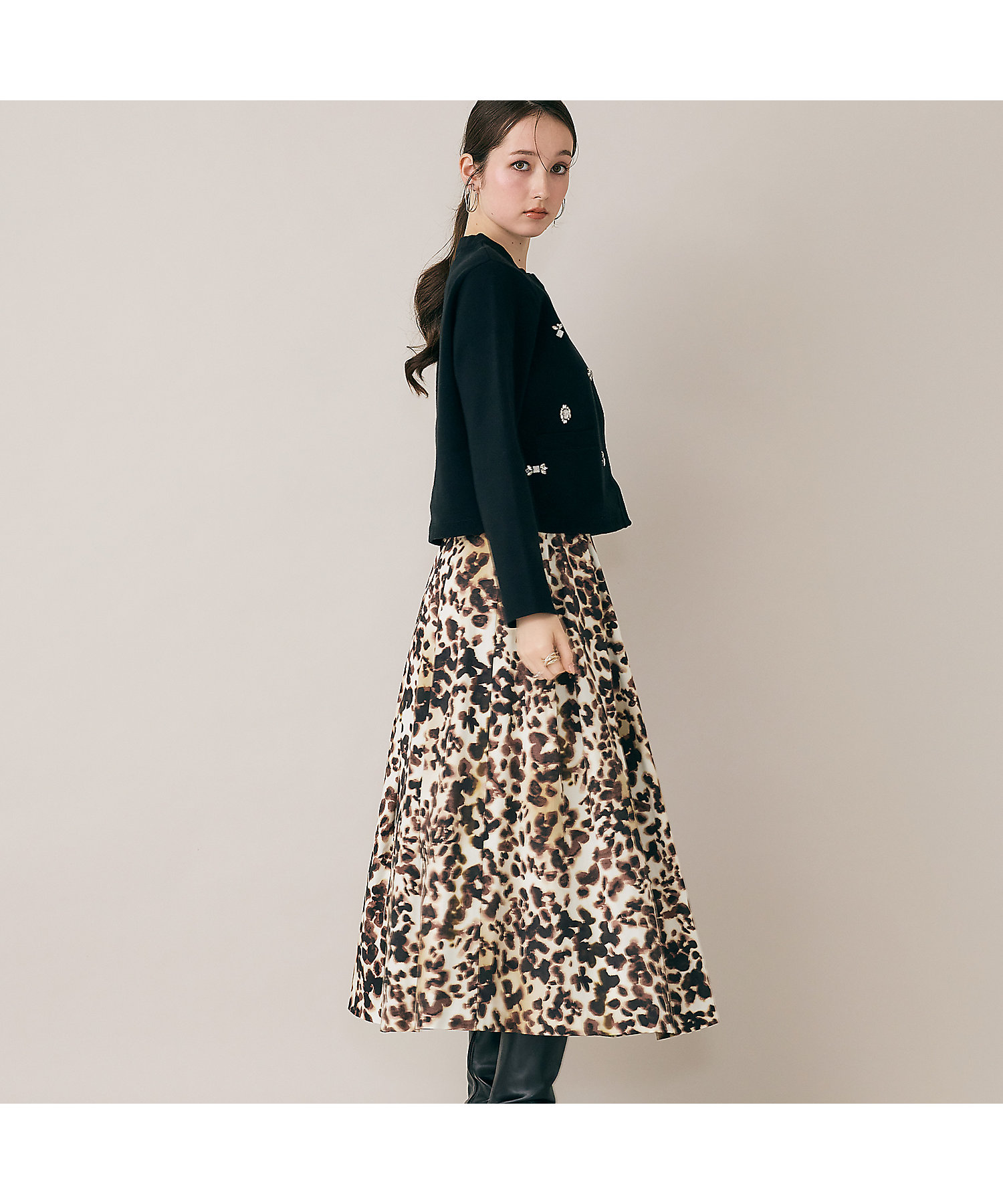 ヒョウ柄ボリュームスカート（83046502） | Rose Tiara (Women