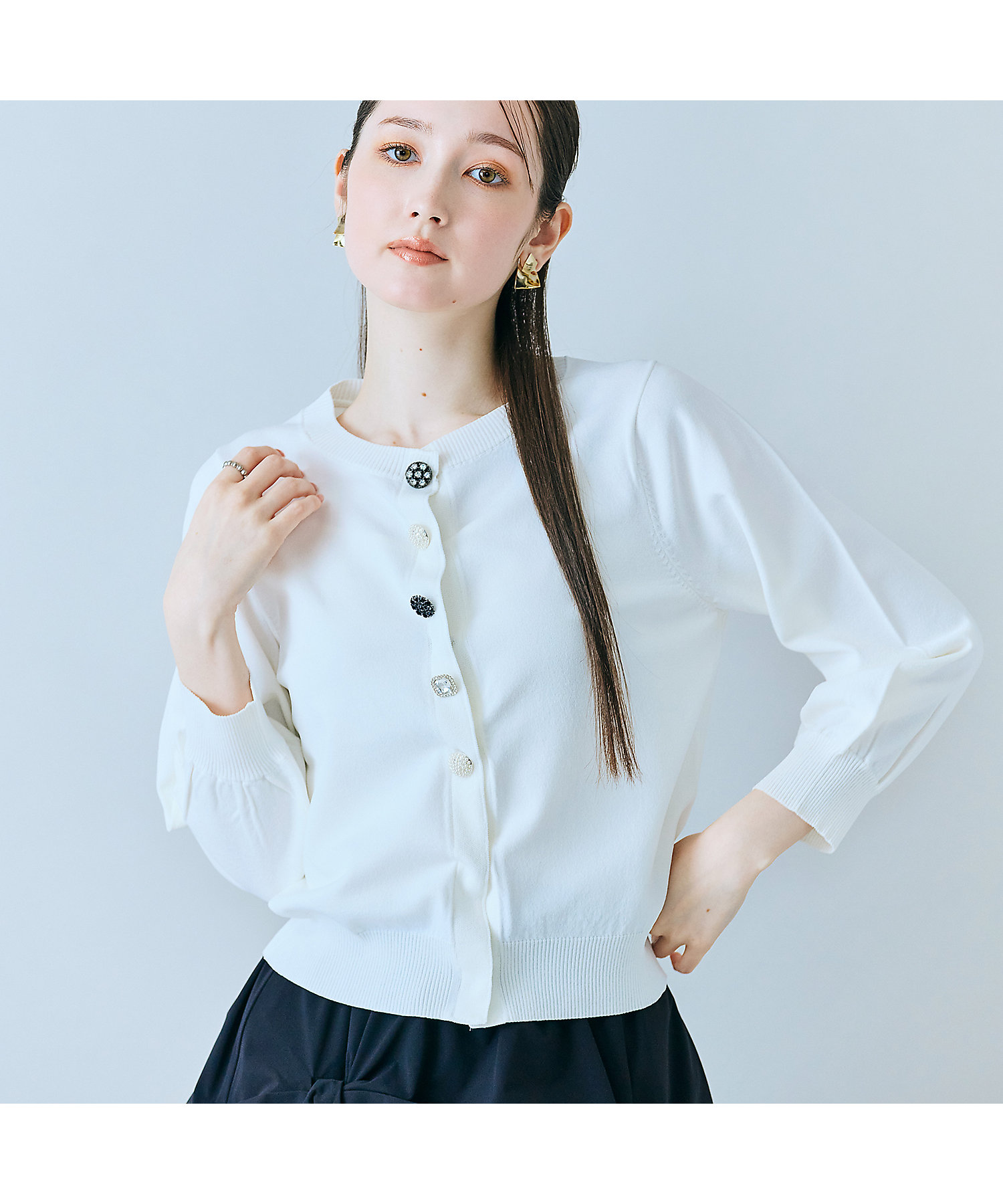 ビジューボタンカーディガン（83132601） | Rose Tiara (Women