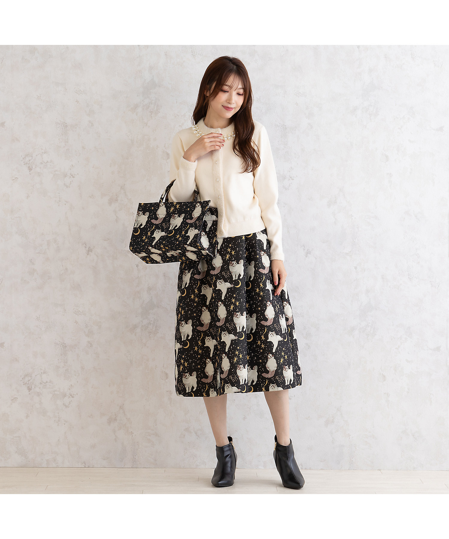 キャットジャカードフレアスカート（82046402） | Rose Tiara