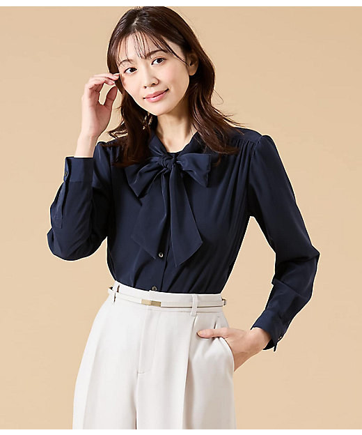 ライトデシン 長袖ボウタイブラウス（202651618116