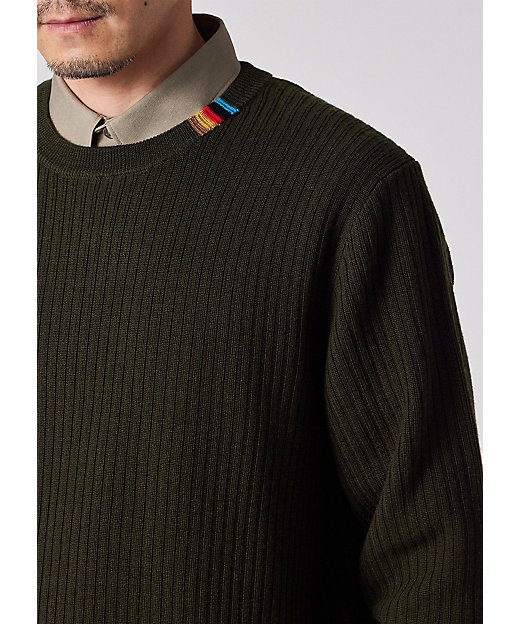 マルチカラーリブ クルーネックニット（253401547Z） | Paul