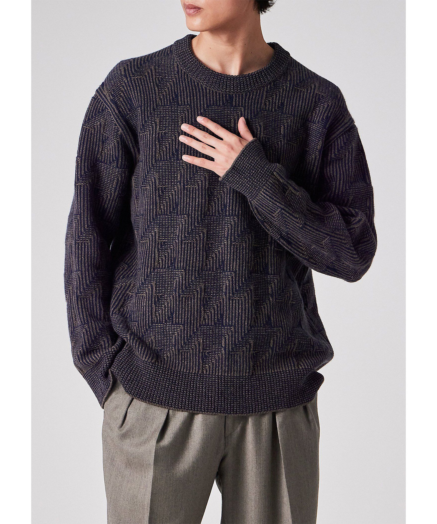 ビッグハウンドトゥース クルーネックニット（253410557Z