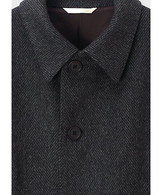 ヘリンボーン ウールカシミヤ ステンカラーコート