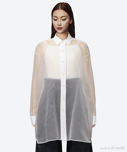 OXFORD SHIRT WITH SHEER DETAILING