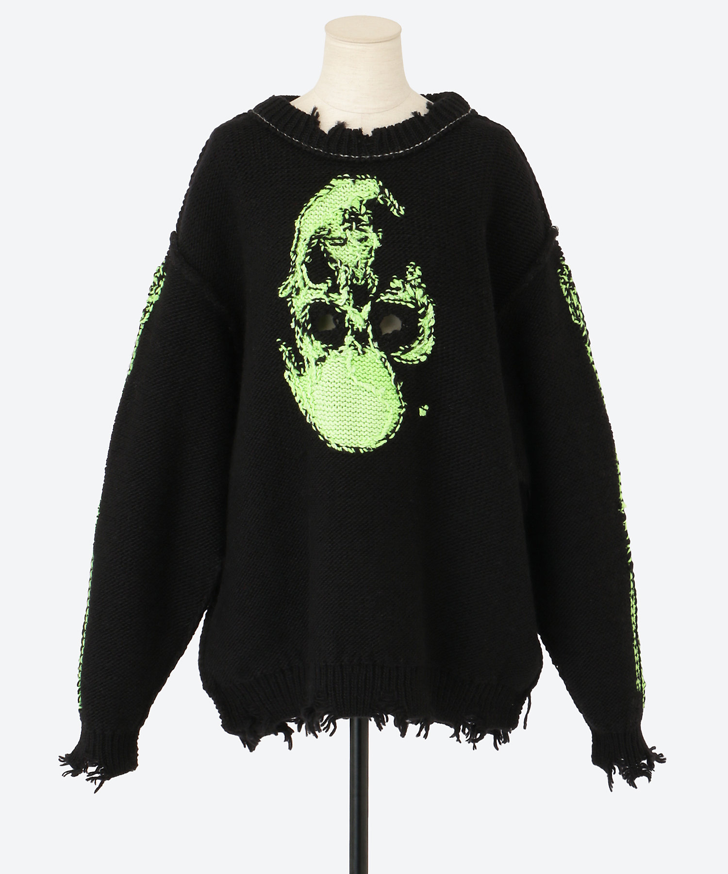 GLOW―IN―THE―DARK SKULL KNIT PULLOVER