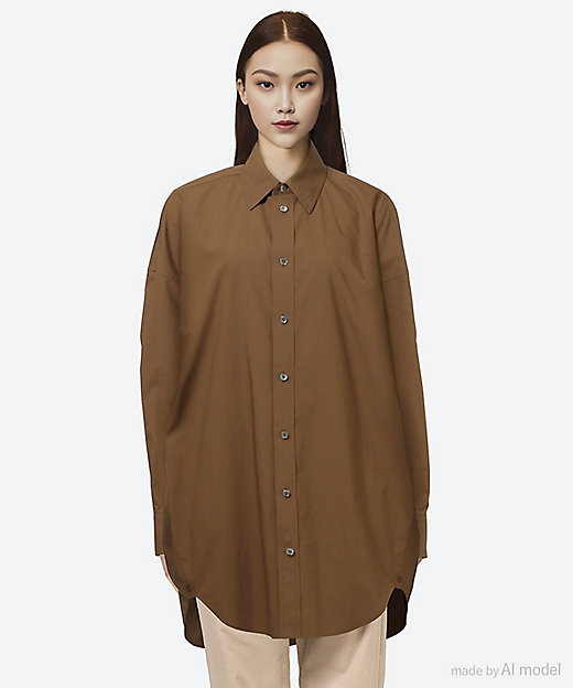 コットンレギュラーカラーシャツ 7911－2－300174