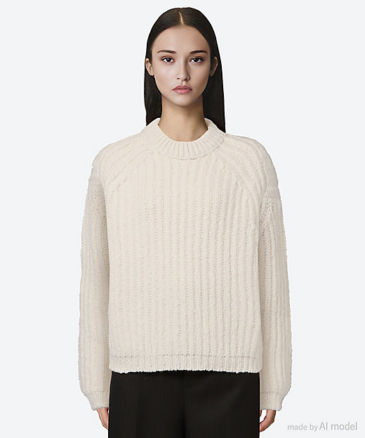 カシミヤウール1．5Gクルーネックロングスリーブ | BLAMINK (Women