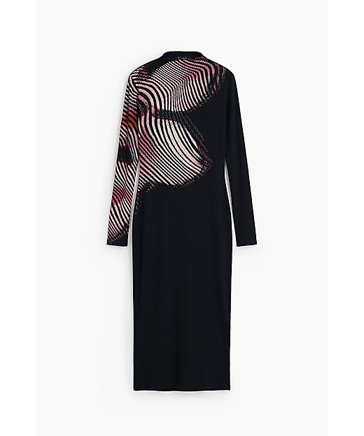 幾何学模様ロングニットワンピース 26SWVKX1 | Desigual