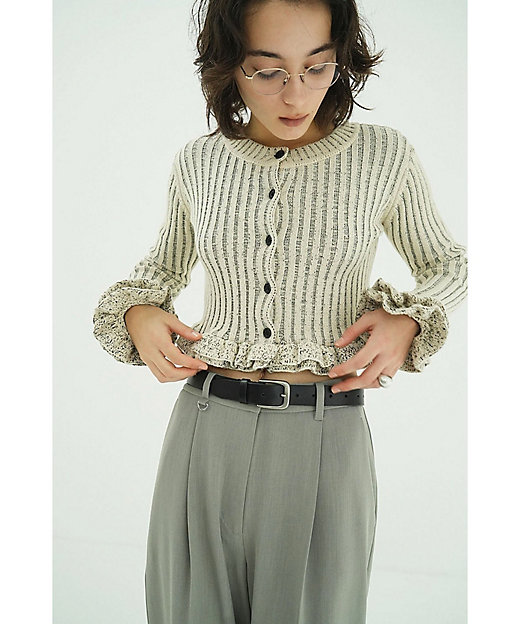 W FACE SHORT FRILLED KNIT TOPS 10106