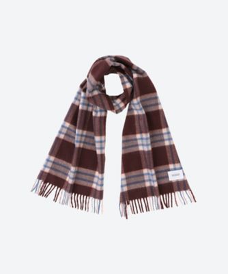カシミヤ100％紡毛チェックマフラー 2443152044