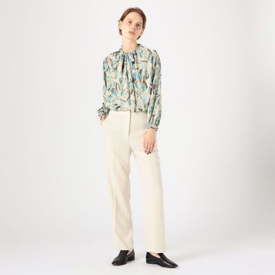 ブーゲンビリアプリント ボウタイギャザーブラウス | maison