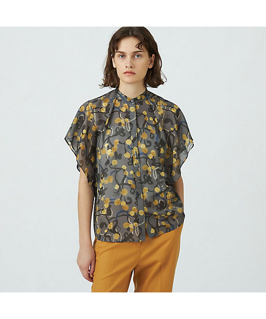 フラワープリント フレアタックスリーブブラウス | maison