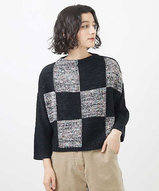 インターシャブロックチェックニット | GIANNI LO GIUDICE(Women