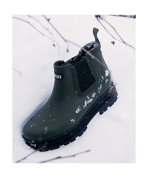 防水 厚底 ソフトレイン ファー サイドゴアラバーブーツ ／ ウィンター