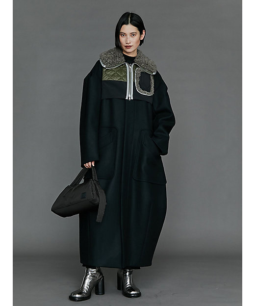 BIG COLLAR FABRIC MIX VEST【セットアップ着用