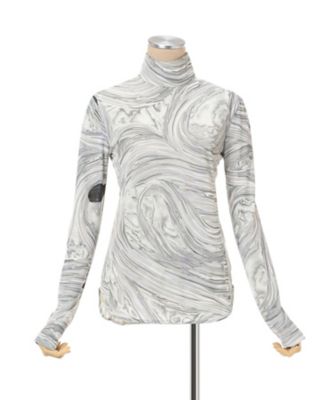 Marble Print Jersey High Neck Top