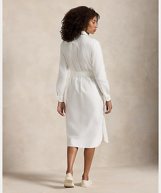 ベルテッド コットン オックスフォード シャツドレス