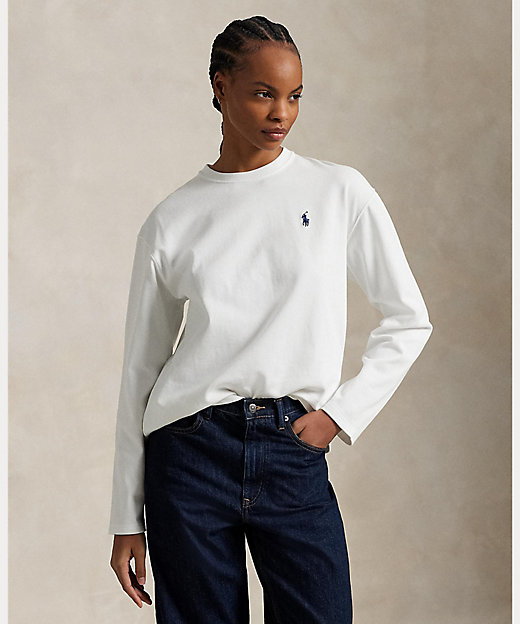 コットン ジャージー ロングスリーブ Tシャツ