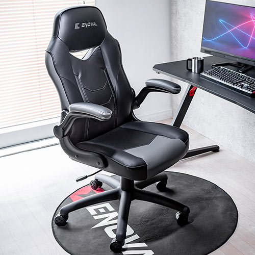 ゲーミングチェア 跳ね上げ式アームレスト ロッキング PVCレザー生地