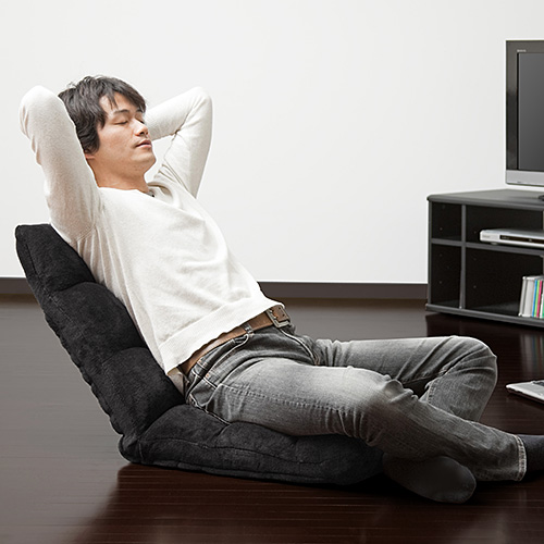 ふわふわ座椅子 マイクロファイバー生地 42段階リクライニング