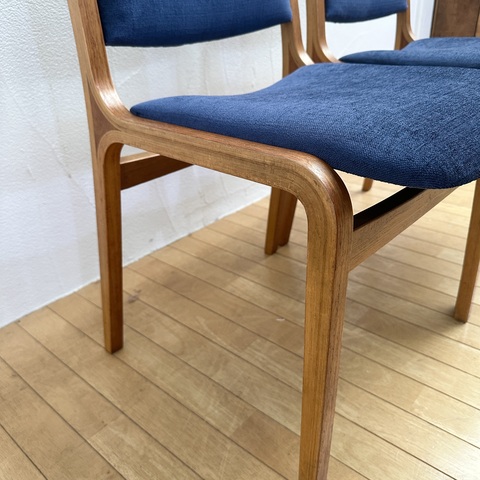 used リメイク 天童木工 ダイニングチェア2脚セット 青色 | オリジナル