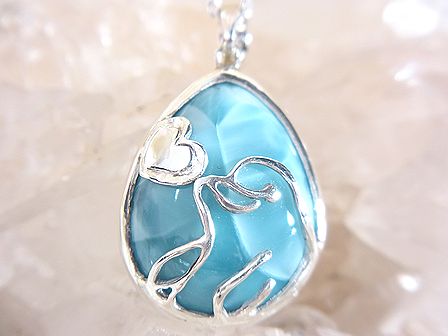 ラリマー ＆ イルカ ペンダント ☆ シルバーチェーン付き！ 【 Ryu