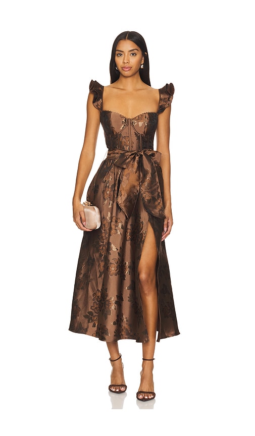 V. Chapman Vera Dress in Cocoa Baroque Floral | REVOLVE