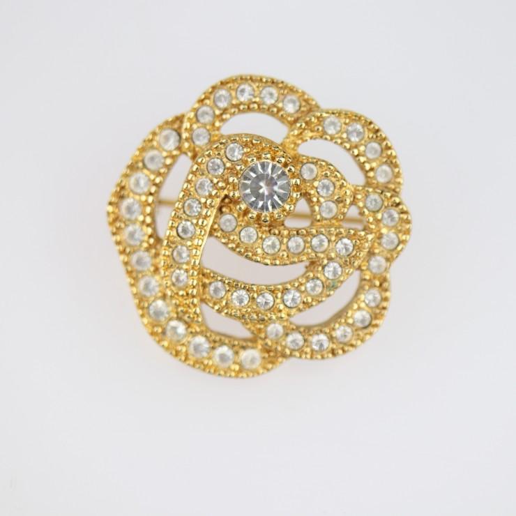 美品 Christian Dior クリスチャンディオール ブローチ メタル ライン