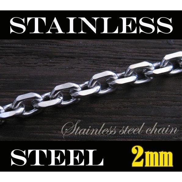 チェーン ネックレス レディース ステンレス 4面カットあずきチェーン