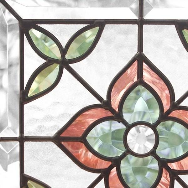 ステンドグラス (SH-E16) 300×300×18mm デザイン 花 ピュアグラス （約