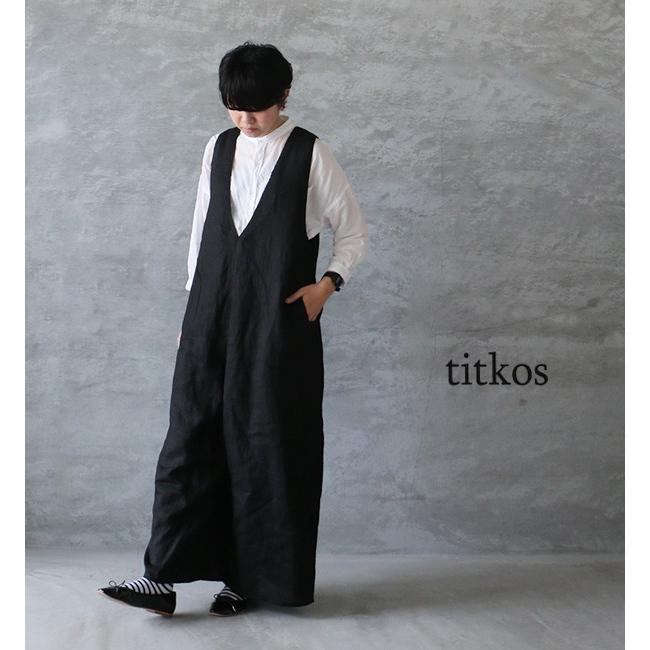 Titkos ティトコシュ ヨーロッパリネンのガウチョサロペット Mサイズ