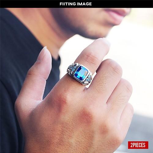 シルバーアクセサリー メンズ シルバーリング 指輪 アイスブルー 青