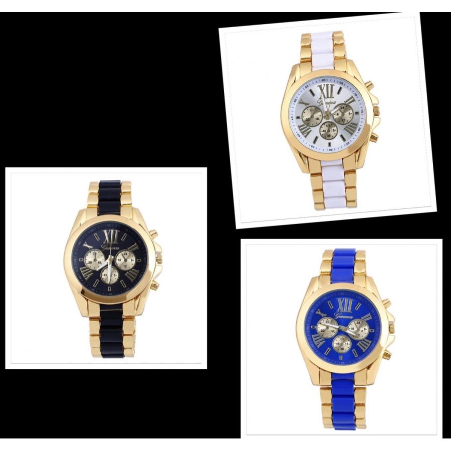 オシャレ 時計 腕時計 青 ブルー 白 ホワイト ブラック 黒 ゴールド 金