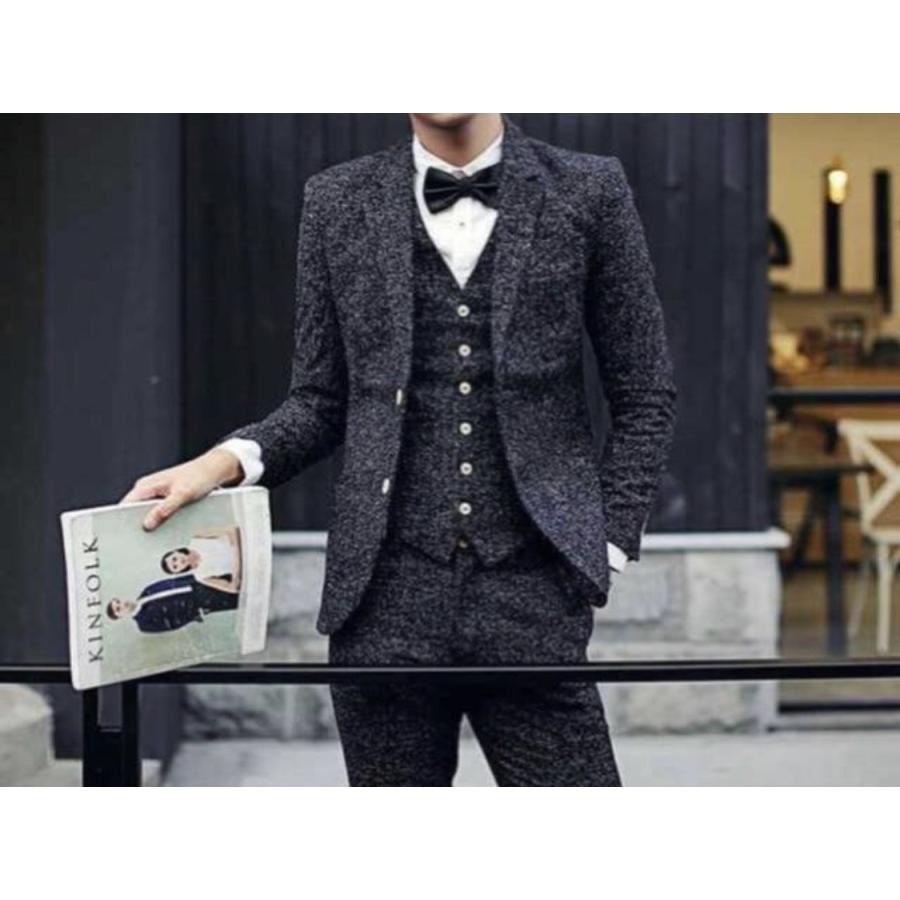 スーツ セットアップ ビジネス ベスト ジャケット パンツ 3点セット