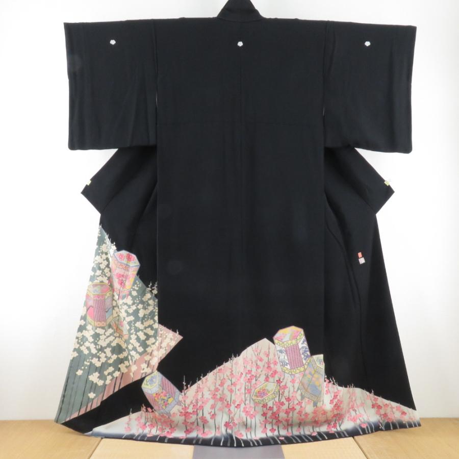 本加賀友禅 黒留袖 白坂幸蔵 梅に貝桶文様 正絹 袷 広衿 比翼付 落款入