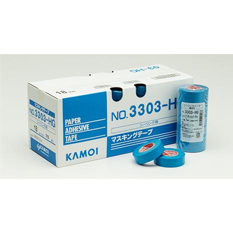 カモイ マスキングテープ 3303HG 青 18mmx18m 70個（小箱1箱） ブルー