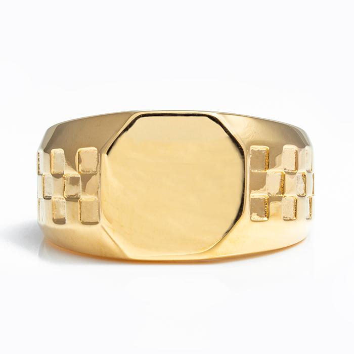 K18印台18金ゴールドメンズリング指輪八角形18K刻印入り保証書付き