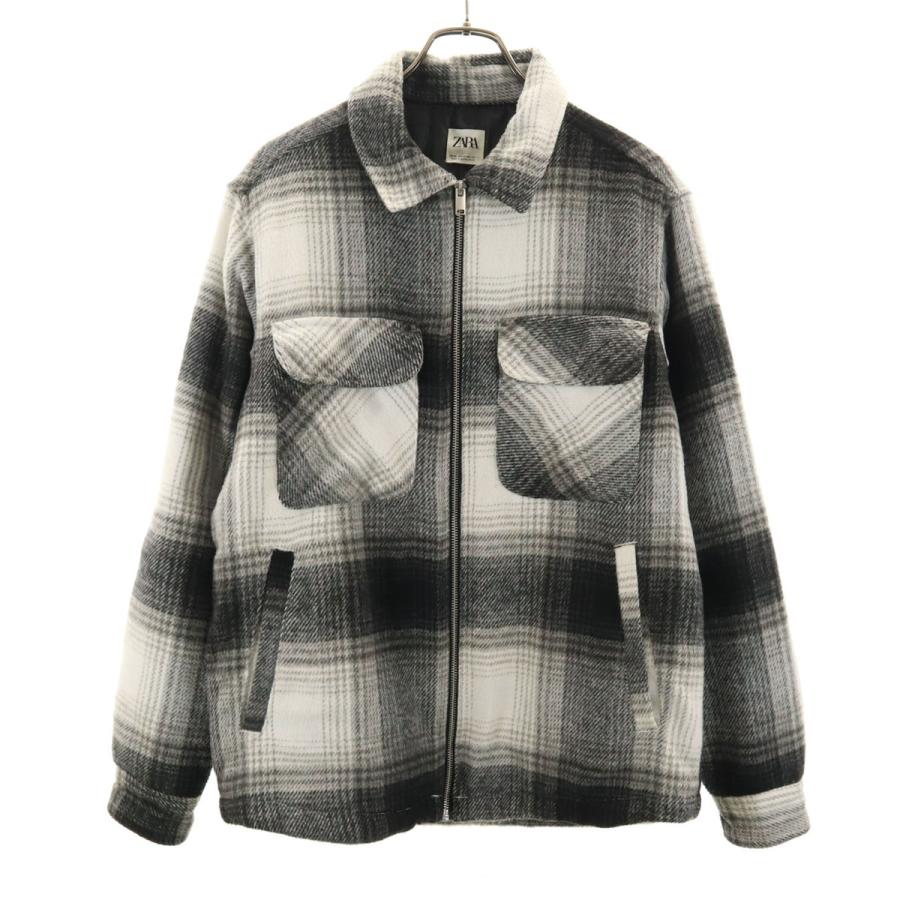 ZARA（ザラ） チェック ジャケット M ホワイト系 メンズ 古着 中古