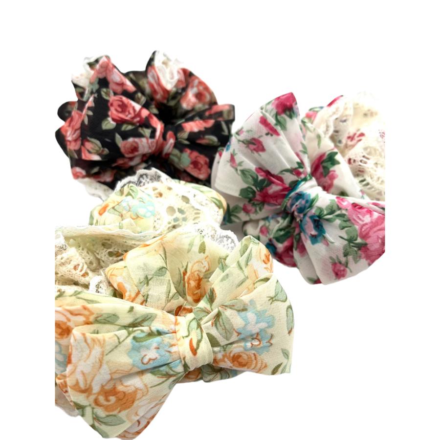 シュシュ 花柄 リボン エレガント 在庫処分 ワンサイズ おしゃれ