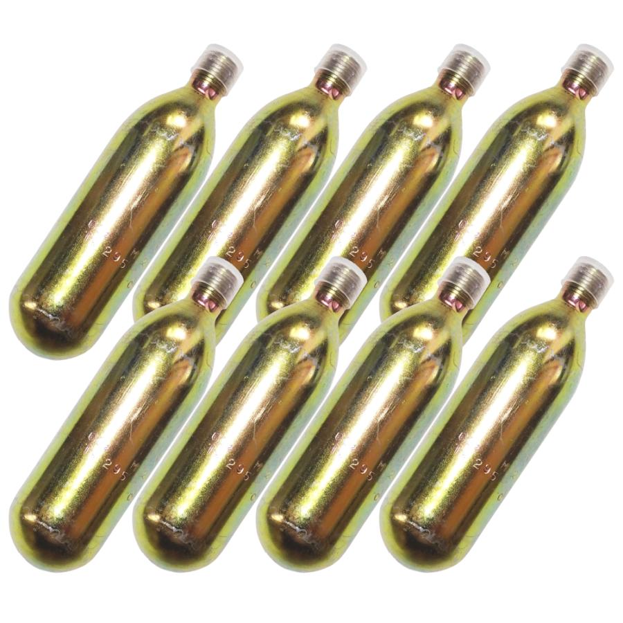 新瓶] CO2ボンベカートリッジ 内容量74g 8本 汎用規格 5/8-18UNF