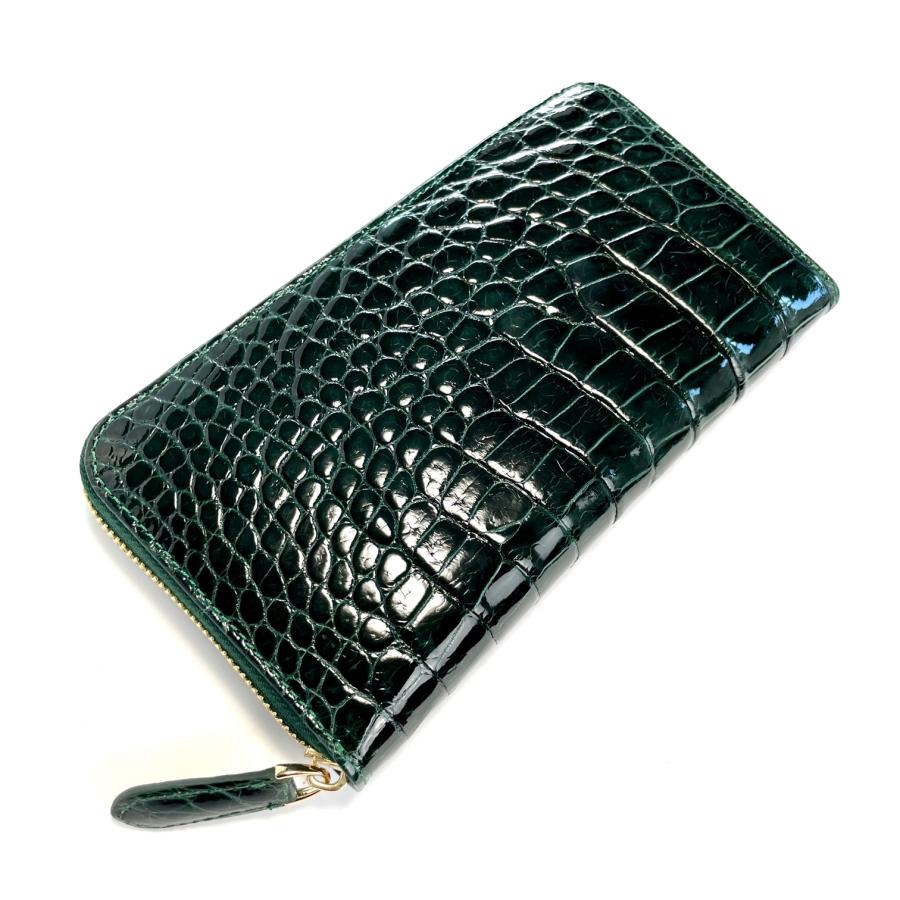 クロコダイル長財布 メンズ財布 クロコダイル 緑 メンズ 長財布