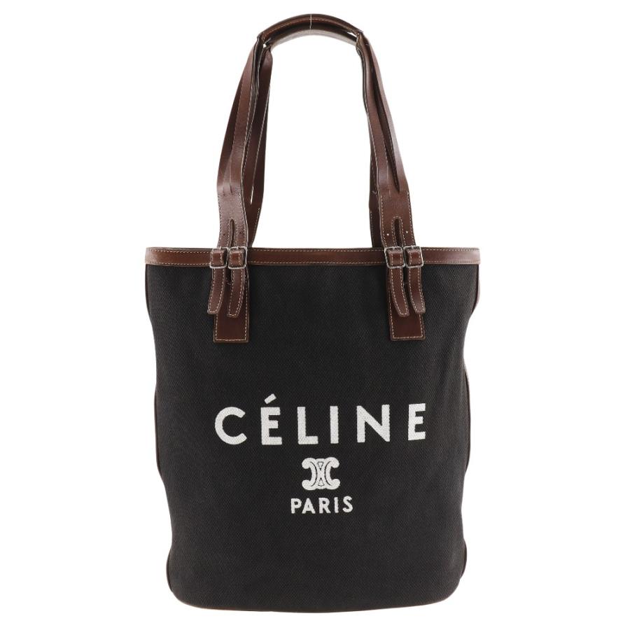 CELINE（セリーヌ） ロゴ トートバッグ キャンバス 黒 レディース