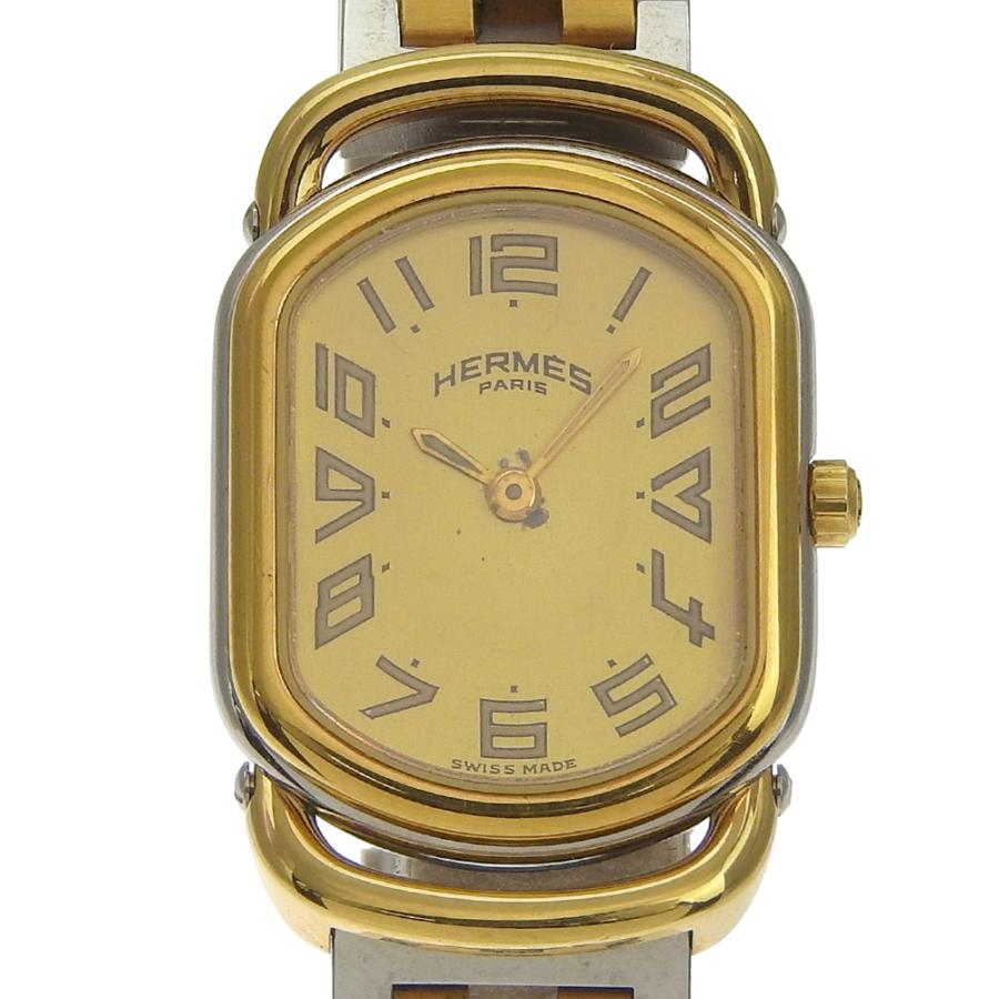 HERMES（エルメス） ラリー 腕時計 SS×金メッキ クオーツ アナログ表示