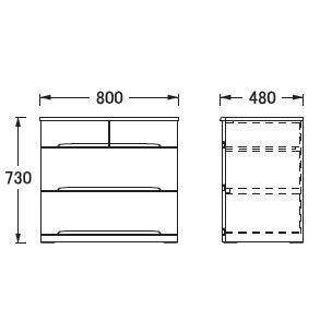 浜本工芸 チェスト システムデスク用 ナラ無垢材 日本製 通常納期1ヶ月