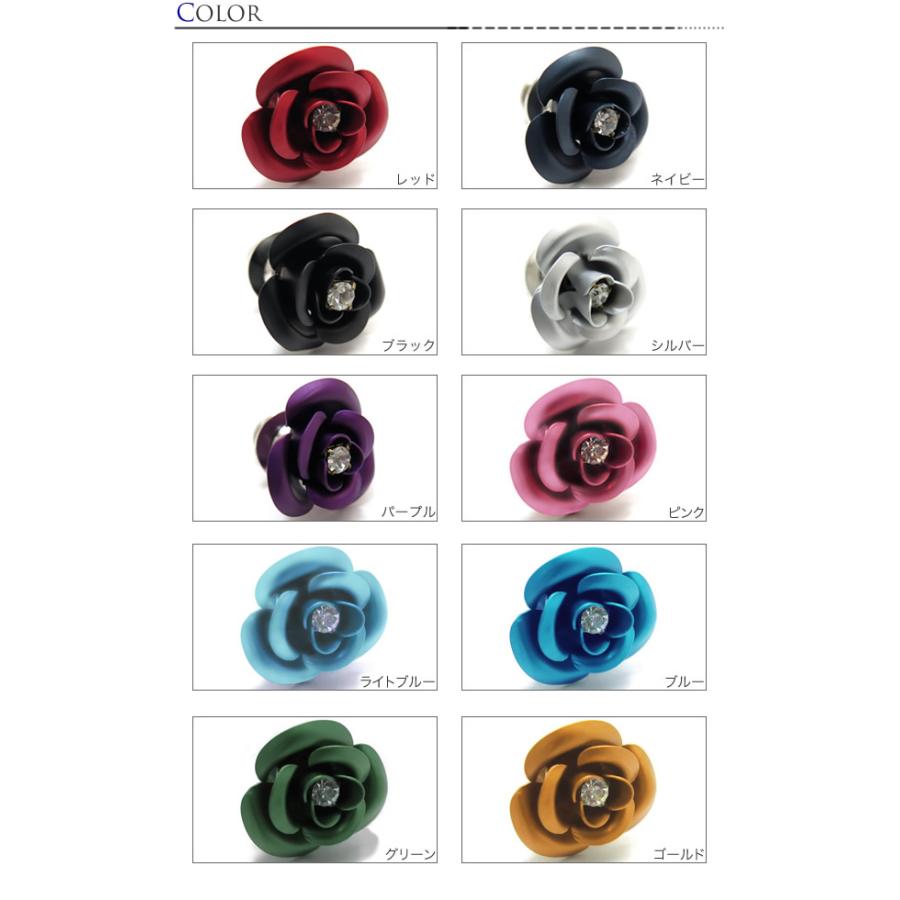 クリスタルガラス メタリック ローズ ピンズ ラペルピン ブローチ