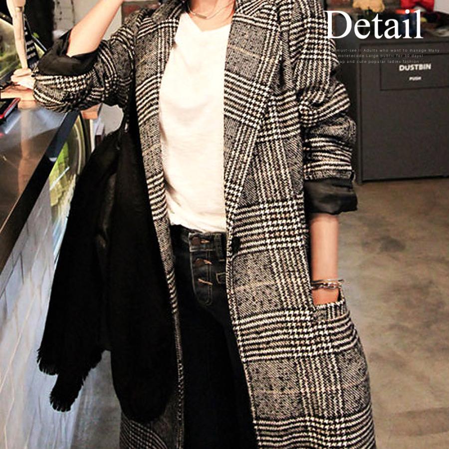 グレンチェック ロング 千鳥柄ロングコート 大きいサイズ チェック柄