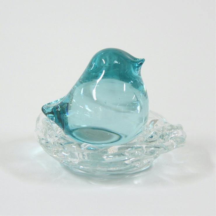 鳥 置物 オブジェ ガラス かわいい ペーパーウェイト 青い鳥 ガラス