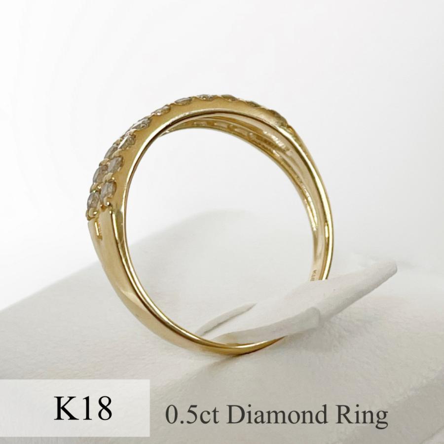 二連 ダイヤモンド リング 0.5ct ハーフ エタニティ 18金 ピンク
