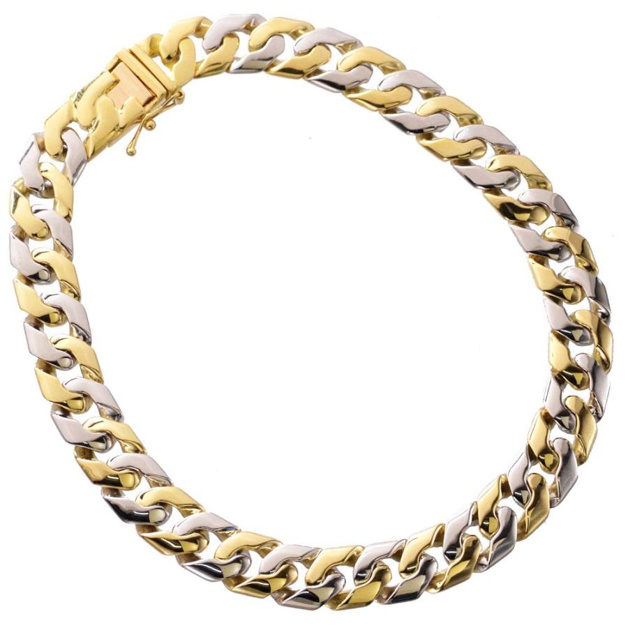 喜平 ブレスレット 18金 K18 メンズ プラチナ ゴールド コンビ 20cm