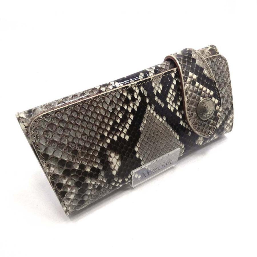 二つ折り長財布 パイソンレザー メンズ財布 レディース財布 バイカーズ